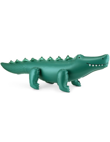 Ballon en aluminium en forme de crocodile vert pour décoration de fête thématique.