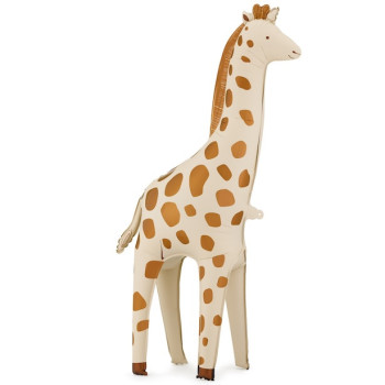 Ballon géant 3D en aluminium représentant une girafe debout, pour décoration thématique.