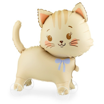 Palloncino in alluminio a forma di gatto su ruote da portare a spasso | BelleFete.ch