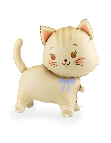 Palloncino in alluminio a forma di gatto su ruote da portare a spasso | BelleFete.ch