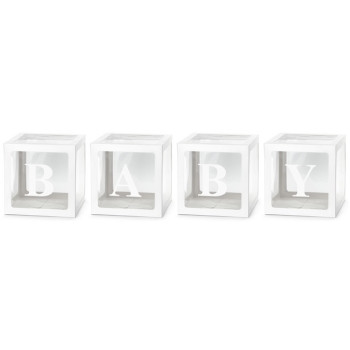 Ballonboxen BABY weiss 4er Set 30x30cm | BelleFete.ch 2