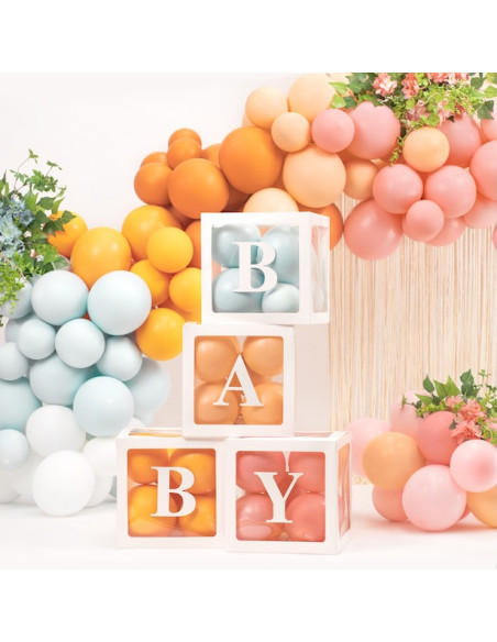 Ballonboxen BABY weiss 4er Set 30x30cm | BelleFete.ch