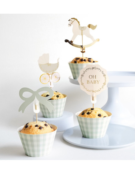 Ensemble muffins Oh Baby | Décoration baby shower cupcakes | BelleFete.ch