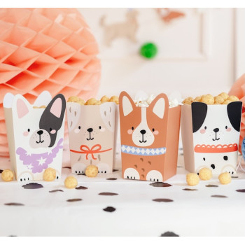 Boîtes à popcorn chiens – accessoires fête anniversaire enfant thème animaux | BelleFete.ch 2
