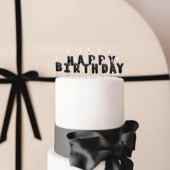 Bougies d'anniversaire "Joyeux anniversaire" Noir - Déco Gâteau Anniversaire - Suisse 2