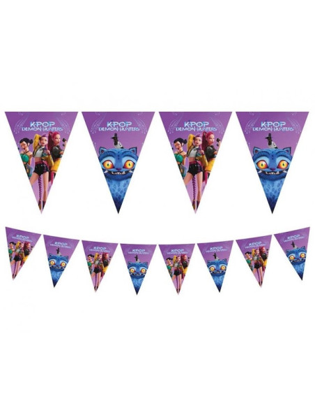 Guirlande fanions K-Pop Demon Hunters 2,3 m – décoration anniversaire violette | BelleFete.ch