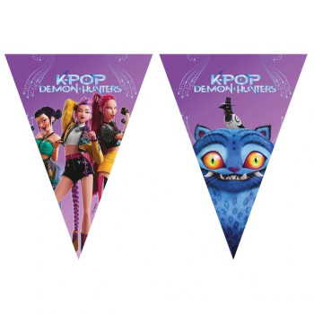 Guirlande fanions K-Pop Demon Hunters 2,3 m – décoration anniversaire violette | BelleFete.ch 2