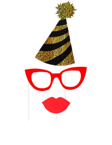Kit per photo booth Boland con cornice dorata | Accessori per feste e matrimoni | BelleFete.ch