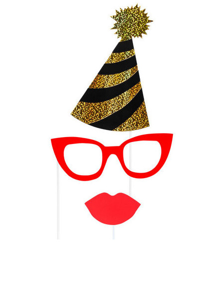 Kit per photo booth Boland con cornice dorata | Accessori per feste e matrimoni | BelleFete.ch