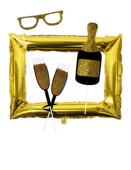 Kit photobooth Boland cadre doré | Accessoires fête et mariage | BelleFete.ch
