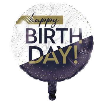 Ballon d’anniversaire Navy & Gold effet marbre – décoration élégante bleu marine et or | BelleFete.ch