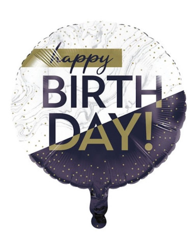 Geburtstagsballon Navy & Gold mit Marmoreffekt - elegante Dekoration in Marineblau und Gold | BelleFete.ch