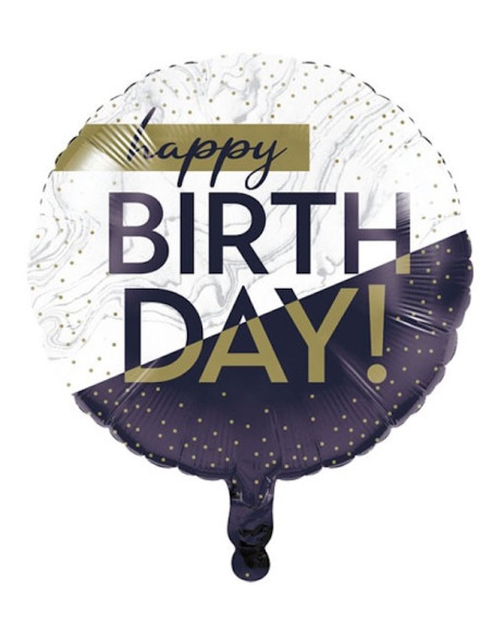 Pallone di compleanno Navy & Gold effetto marmo – decorazione elegante blu navy e oro | BelleFete.ch