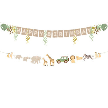 Banner Happy Birthday Safari – decorazione compleanno bambino tema giungla | BelleFete.ch