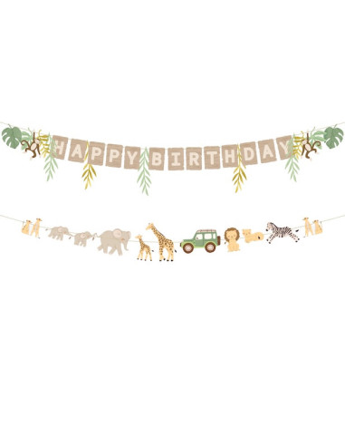 Banner Happy Birthday Safari – decorazione compleanno bambino tema giungla | BelleFete.ch