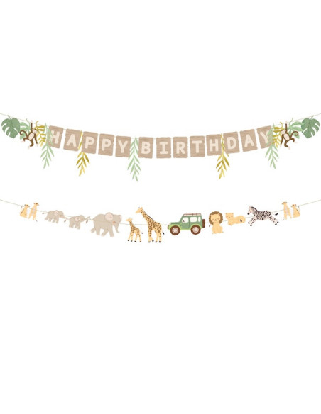 Happy Birthday Safari Banner – Dekoration Geburtstag Kind Thema Dschungel | BelleFete.ch