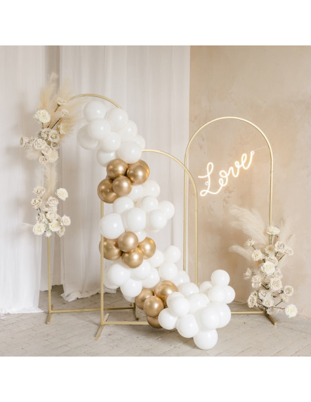 Arche de 60 ballons Blanc et Or - Déco de fête
