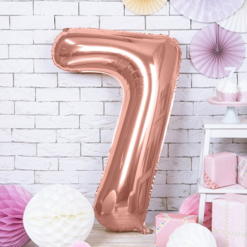 Ballon aus Aluminium Chiffre "7" Roségold