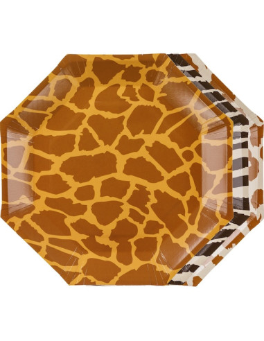 Assiettes en papier Safari – motifs zèbre, léopard et girafe | BelleFete.ch