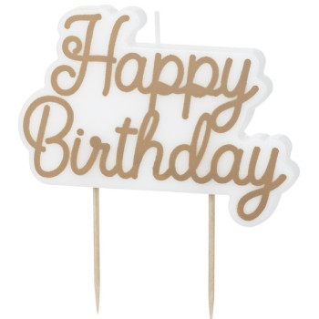 Candela di compleanno Happy Birthday oro freddo – decorazione torta festiva | BelleFete.ch