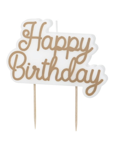 Bougie d’anniversaire Happy Birthday or froid – décoration gâteau festive | BelleFete.ch