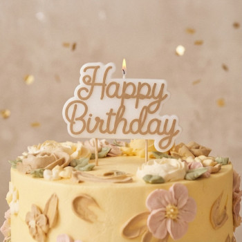 Bougie d’anniversaire Happy Birthday or froid – décoration gâteau festive | BelleFete.ch 2