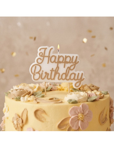 Candelina di compleanno dorata "Buon compleanno" | Decorazione per torta | BelleFete.ch