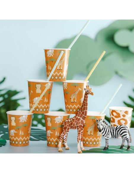 Safari-Pappbecher | Dschungel-Geschirr für Kindergeburtstage | BelleFete.ch