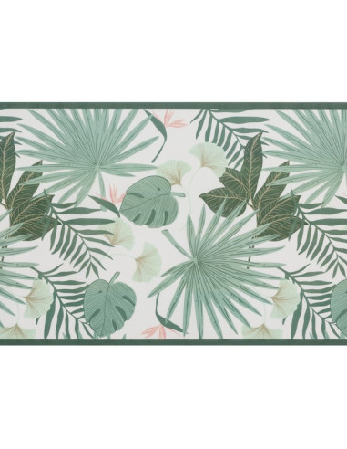Chemin de Table Feuilles Vert-Beige | Décoration de table tropicale | BelleFete.ch