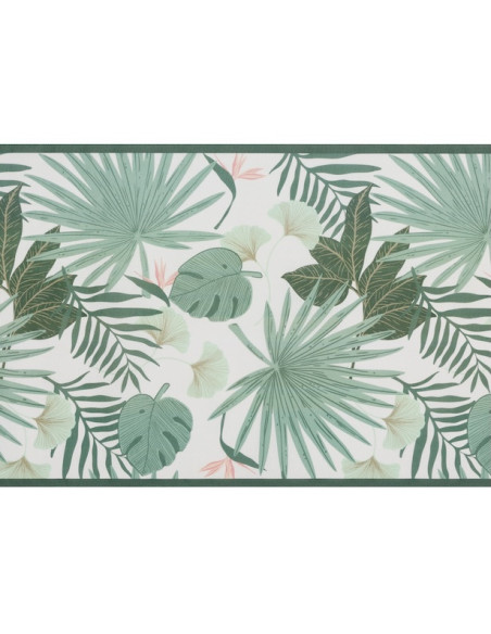 Runner da tavola con foglie verdi e beige | Decorazione tropicale per la tavola | BelleFete.ch