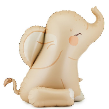 Aluminium-Ballon Sitzender Elefant beige – Geburtstagsdekoration zum Thema Safari | BelleFete.ch
