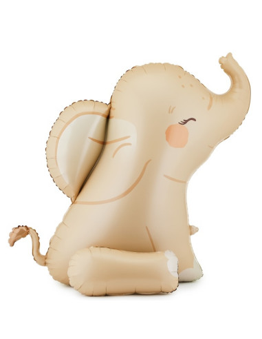 Aluminium-Ballon Sitzender Elefant beige – Geburtstagsdekoration zum Thema Safari | BelleFete.ch