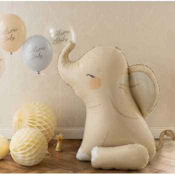 Aluminium-Ballon Sitzender Elefant beige – Geburtstagsdekoration zum Thema Safari | BelleFete.ch 2