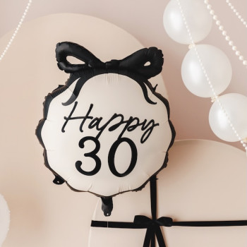 Palloncino in alluminio Happy 30 crema e nero con fiocco – decorazione compleanno 30 anni | BelleFete.ch 2