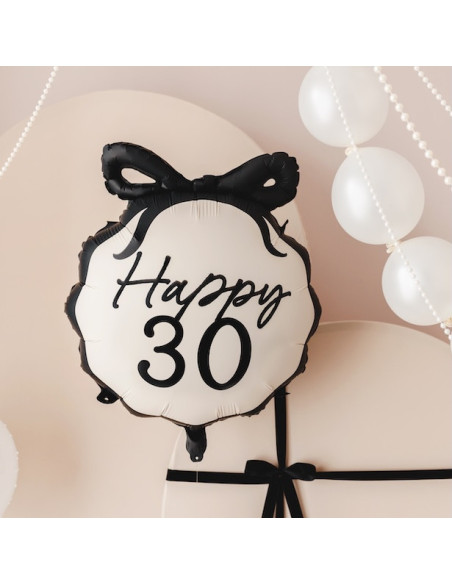 Palloncino "Buon 30" color crema e nero | Decorazione per il 30° compleanno | BelleFete.ch