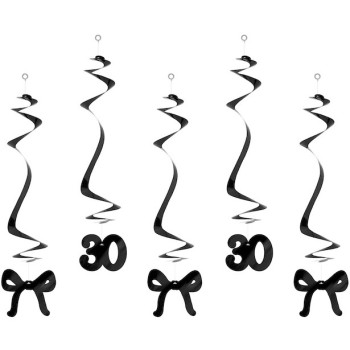 Spirales anniversaire 30 ans avec nœuds noirs – décoration de fête élégante | BelleFete.ch