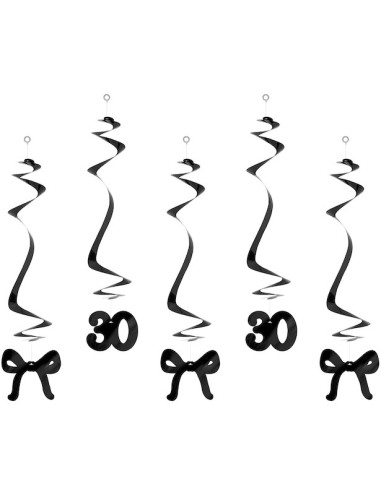 Spirales anniversaire 30 ans avec nœuds noirs – décoration de fête élégante | BelleFete.ch