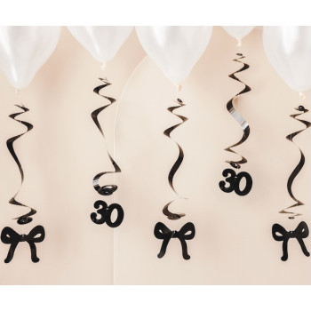 Spirali anniversario 30 anni con fiocchi neri – decorazione elegante per feste | BelleFete.ch 2