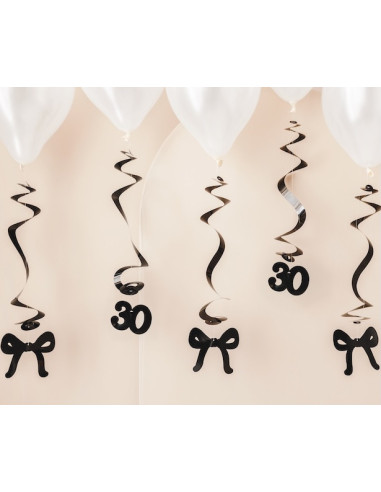 Spirali per il 30° compleanno con fiocchi neri | Decorazioni per feste | BelleFete.ch