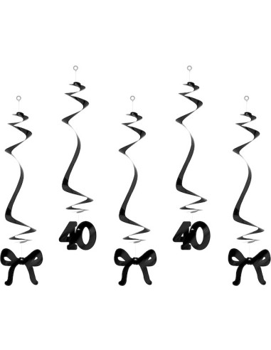 Spirales anniversaire 40 ans avec nœuds noirs – décoration de fête élégante | BelleFete.ch