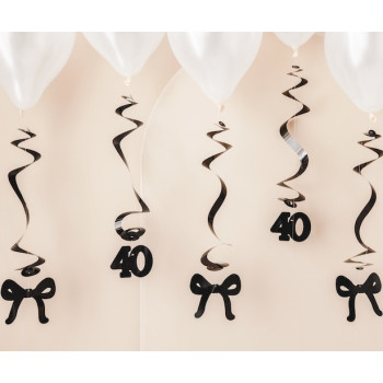 Spirali compleanno 40 anni con fiocchi neri – decorazione elegante per feste | BelleFete.ch 2