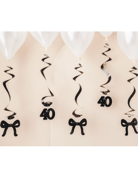 Spirales Anniversaire 40 Ans avec Nœuds Noirs | Décoration de fête | BelleFete.ch