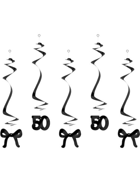 Spirales anniversaire 50 ans avec nœuds noirs – décoration de fête élégante | BelleFete.ch