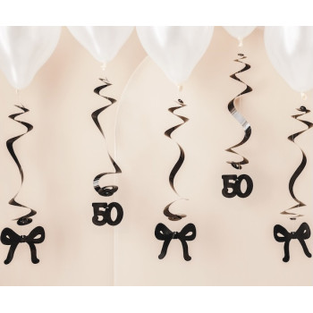 Spirales anniversaire 50 ans avec nœuds noirs – décoration de fête élégante | BelleFete.ch 2