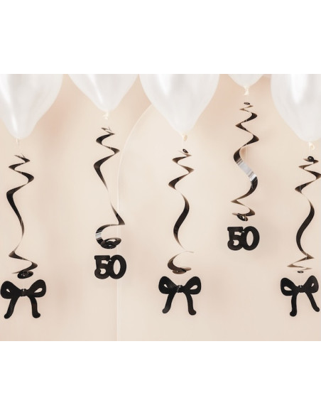 Spirali per il 50° compleanno con fiocchi neri | Decorazioni per feste | BelleFete.ch