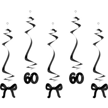 Spirali compleanno 60 anni con fiocchi neri – decorazione elegante per feste | BelleFete.ch