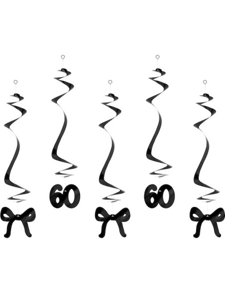 Spirales anniversaire 60 ans avec nœuds noirs – décoration de fête élégante | BelleFete.ch