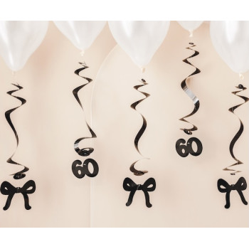 Spirales anniversaire 60 ans avec nœuds noirs – décoration de fête élégante | BelleFete.ch 2