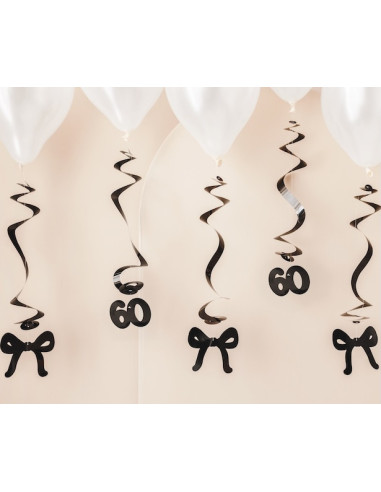 Spirali per il 60° compleanno con fiocchi neri | Decorazioni per feste | BelleFete.ch