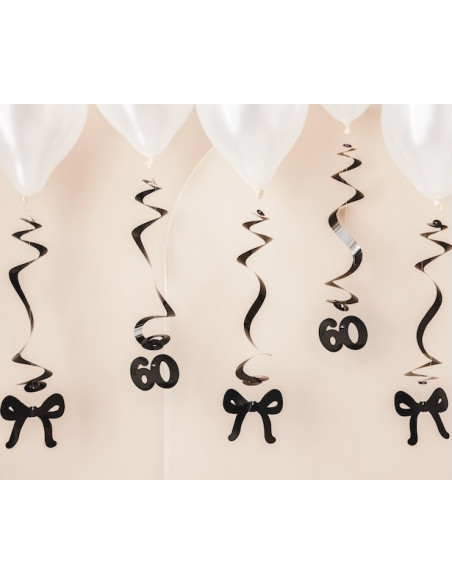 Spirales Anniversaire 60 Ans avec Nœuds Noirs | Décoration de fête | BelleFete.ch